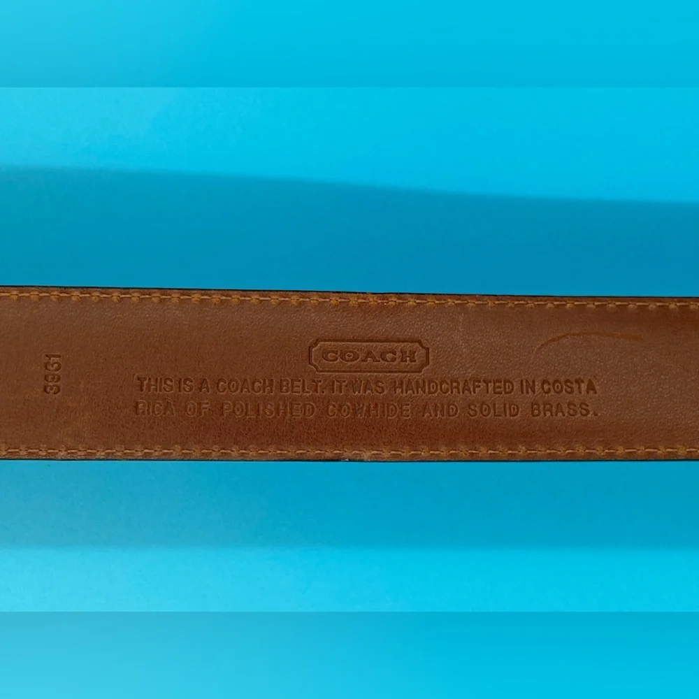 Coach Men's Leather Belt, Gold‎ tone Buckle